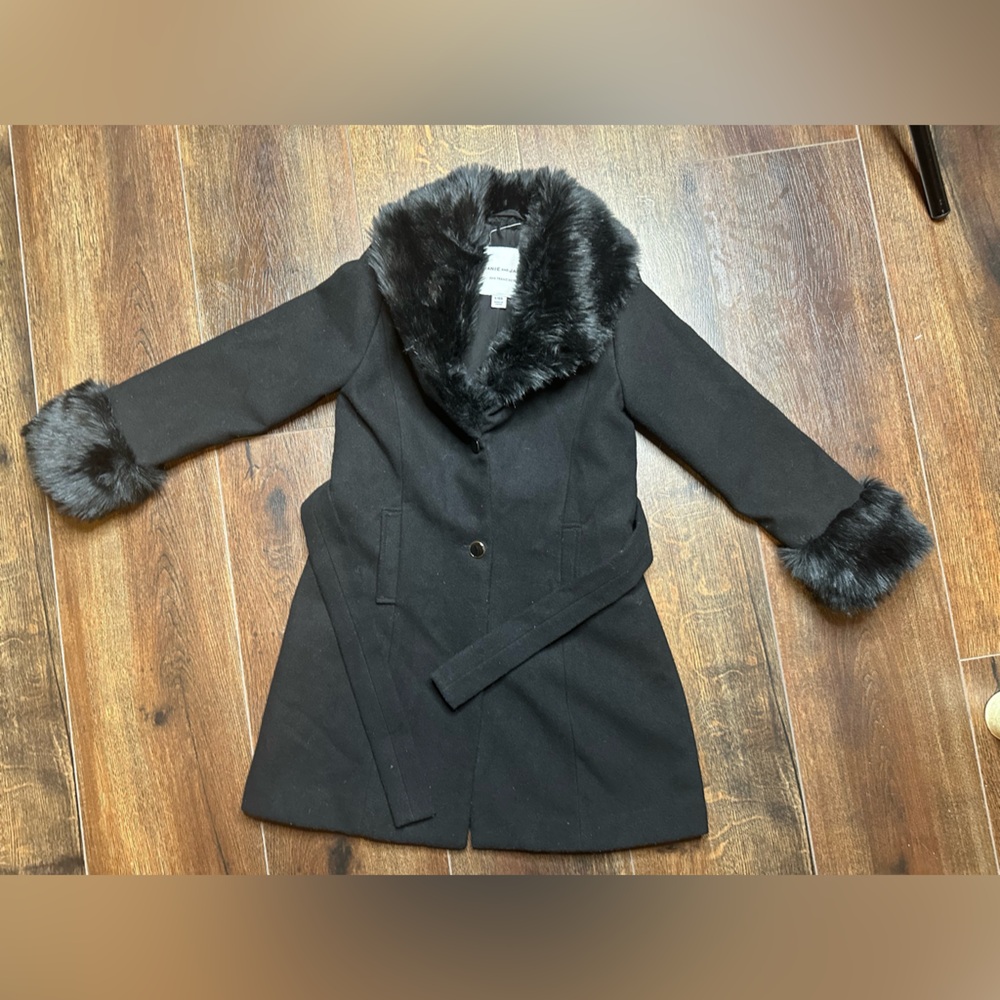 Janie and Jack Black Faux Trim Coat